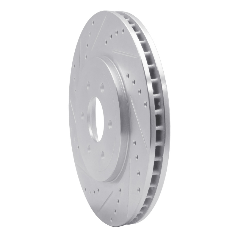 Nissan Pathfinder Brake Rotor (1) - Front Left - R1 Concepts - Drilled & Slotted - Silver - `08-`11